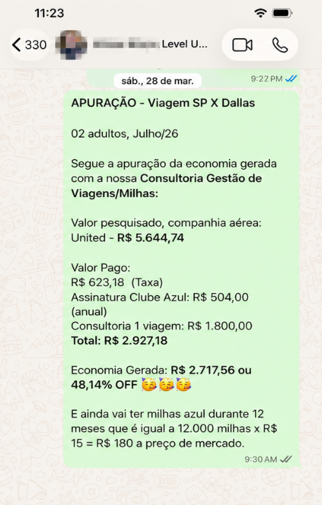 Apuração real: SP-Dallas, 48% de economia